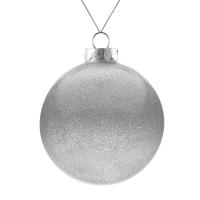 Елочный шар Finery Shine, 10 см, глянцевый серебристый с глиттером от martvrn.ru