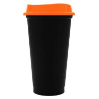 Стакан с крышкой Color Cap Black, черный с оранжевым от martvrn.ru