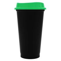 Стакан с крышкой Color Cap Black, черный с зеленым от martvrn.ru