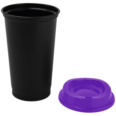 Стакан с крышкой Color Cap Black, черный с фиолетовым от martvrn.ru