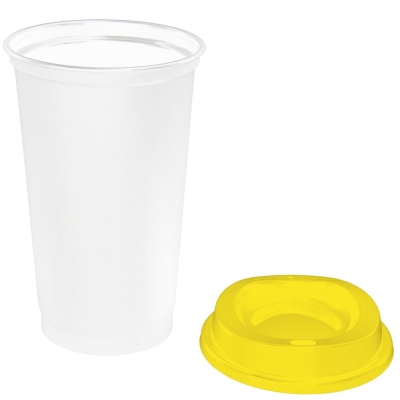 Стакан с крышкой Color Cap White, белый с желтым от martvrn.ru