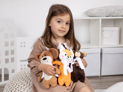Мягкая игрушка Beastie Toys, собачка с белым шарфом от martvrn.ru
