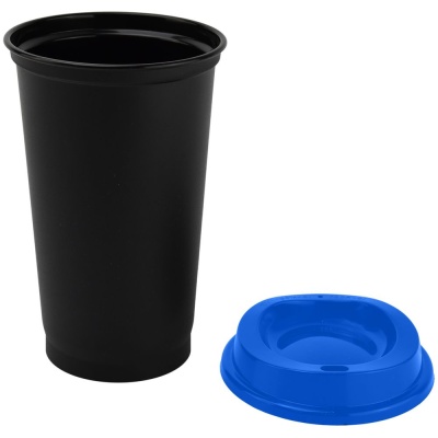 Стакан с крышкой Color Cap Black, черный с синим от martvrn.ru